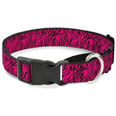 Imagem de Buckle-Down Coleira para cachorro Zebra 2 rosa fúcsia, 2,5 cm de largura, serve para pescoços de 38 a 66 cm - Grande