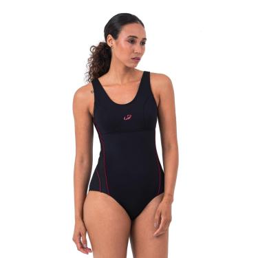 Imagem de Maiô Helanca Com Detalhes para Natação e Hidroginástica, Hammerhead, Preto/Preto/Pitanga, P