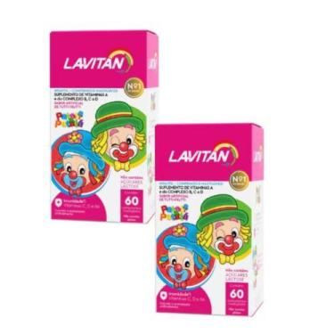 Imagem de kIT 2 Lavitan Infantil Patati Patatá Sabor Tutti Frutti com 2X60 Masti