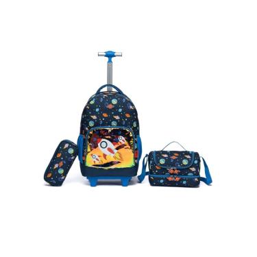 Imagem de Kit Mochila Infantil Escolar Menino Rodinha Astronauta Estojo-Masculino