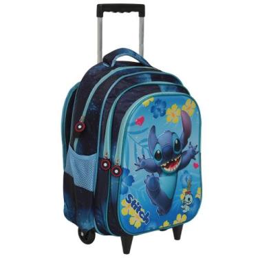 Imagem de Mochila Bolsa Infantil Stitch Carrinho Grande Espaçosa - Plike