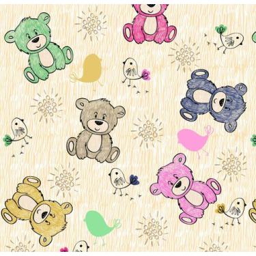 Imagem de Papel Parede Adesivo Ursinhos Fundo Amarelo Fofo Quarto  12m - Bazar d