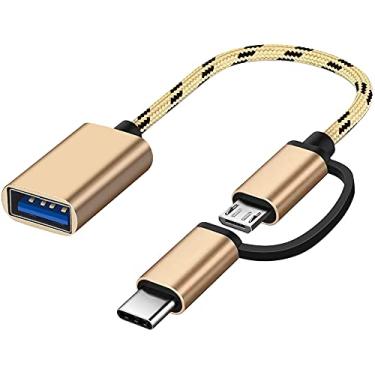 Imagem de Seminer Adaptador USB C/Micro para USB 2 em 1, USB C para USB, cabo adaptador Micro para USB 3.0 OTG compatível com iMac Android, Google, Samsung Galaxy e mais, dourado