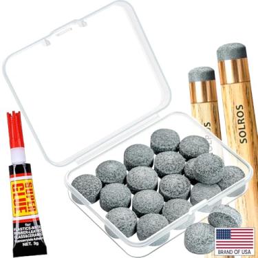 Imagem de Pontas de taco de bilhar de 12 mm – Kit de reparo de substituição de 25 peças de pontas de bastão de sinuca cinza com caixa de armazenamento e cola para tacos de mesa de sinuca e bastão de sinuca -