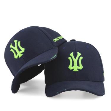 Imagem de Boné Masculino Azul Marinho Rasgadinho Use Young com Bordado Neon - Pa