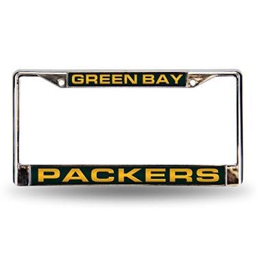 Imagem de NFL Green Bay Packers - Moldura para placa de licença cromada padrão com corte a laser verde