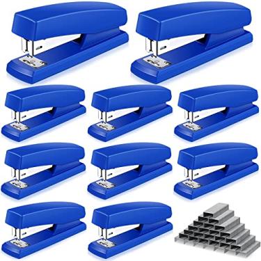 Imagem de Grampeador de mesa com grampeador de 6000 grampos, grampeador de 25 folhas, capacidade para grampeadores de escritório (azul)