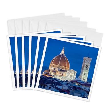 Imagem de 3dRose Cartões comemorativos - Itália, Florença, Catedral, Duomo, noite - 15 x 15 cm, conjunto de 6 (gc_277582_1)