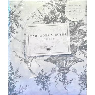 Imagem de Cabbages & Roses of London Coleção Luxuosa Casa 100% Algodão Percal Crisp & Fresco, Sem Rugas, Qualidade Hotel 3 Peças Conjunto de Edredom (Burleigh-Charcoal Shanny, Queen (Padrão dos EUA))