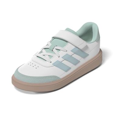 Imagem de adidas Tênis infantil casual com cadarço Courtblock - Branco, Branco/Cinza Mágico Metálico/Halo Mint, 12 Little Kid