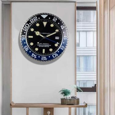 Imagem de Relógio de parede para decoração de sala de estar, relógio de parede de metal com caixa de aço inoxidável e mostrador luminoso, mostrador de estilo moderno e decoração de parede