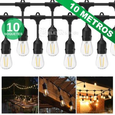 Imagem de Varal de Luz 10m com 10 Soquetes Iluminação Charmosa para Qualquer Amb