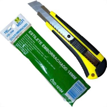 Imagem de Estilete Largo Melfi Cabo Emborrachado 18Mm - 10104 - Kit C/6 Pecas