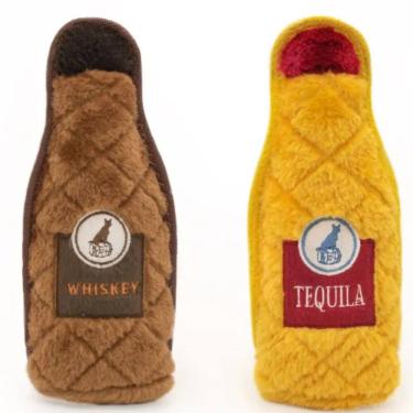 Imagem de Pelucia Com Apito Z-Stitch Happy Hour Crusherz Pack 2 ZippyPaws Para Cães - Whisky e Tequila