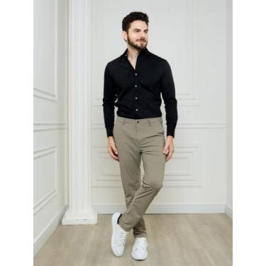 Imagem de Calça Masculina Corte Reto Social Em Tectel - Nxt Jeans, Caqui, 38