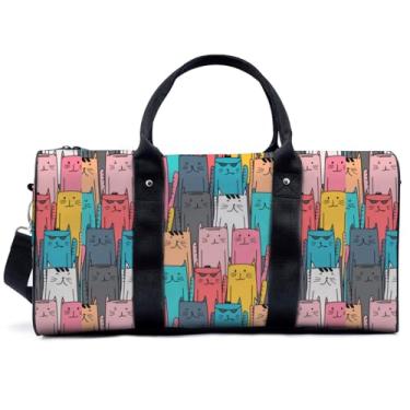 Imagem de Bolsa de viagem para mulheres, bolsa de fim de semana, masculina, bolsa de ginástica, bolsa de ginástica esportiva, bolsa hospitalar para trabalho de parto e entrega, bolsa de bagagem, Gatos fofos