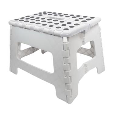 Imagem de Banqueta Plástica Dobrável Multiuso Antiderrapante Com Alça Para Transporte Suporta Até 150Kg