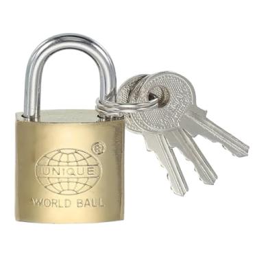 Imagem de PATIKIL Cadeados de aço inoxidável de 4 cm, 1 cadeado longo com 3 teclas, à prova de intempéries para academia, armário, portão, cerca, ambientes externos e internos