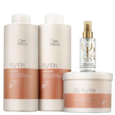 Imagem de Kit Wella Professionals Fusion Sh 1L + Cond 1L + Masq 500g + Oil Refle