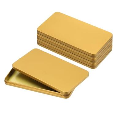 Imagem de PATIKIL Caixa de dinheiro pequena, 4 peças porta-dinheiro caixa de metal caixa de lata caixa organizadora de dinheiro para bilhete de dinheiro, presente de cheque de cartão de crédito, ouro