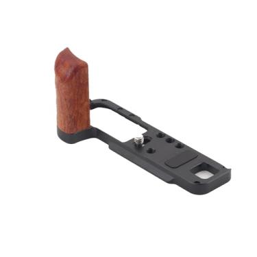 Imagem de SZZCNOX Cabo de madeira maciça para câmera em forma de L, placa de base de montagem para câmera, nogueira + alça de madeira de alumínio, acessórios de câmera para FUJIFILM X-100VI (preto)