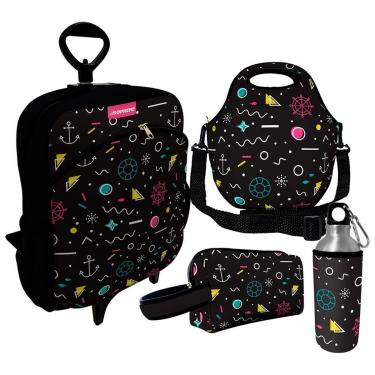 Imagem de Kit Escolar Infantil Mochila de Rodinha + Lancheira Térmica + Necessaire Plus + Squeeze de Alumíni-Unissex
