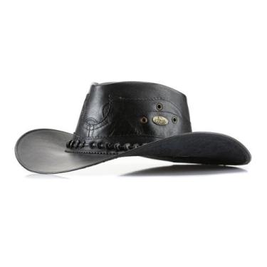 Imagem de Chapéu Em Couro Legitimo Boiadeiro Country Americano Rodeio Festas Bar