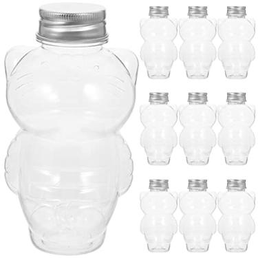 Imagem de Cabilock 10 garrafas de plástico PET em forma de gato, 350 ml, recipientes à prova de vazamento de suco de leite e café