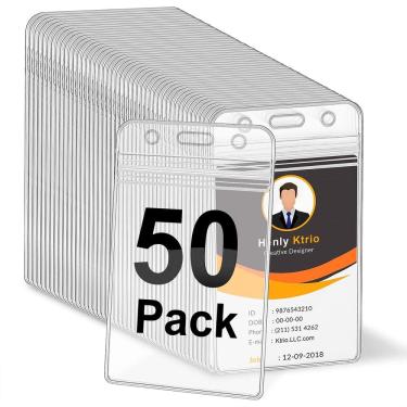 Imagem de Porta-crachás de identificação KTRIO Clear Waterproof 50 unidades