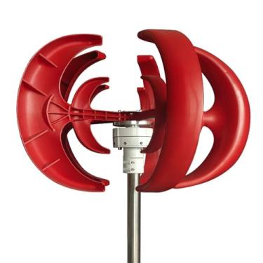 Imagem de 220v,HYZHANHONG 12V/ 24V 8000W Vertical Eixo Gerador de turbina eólica, 5 lâminas Wind Generator Kit, alta eficiência e baixo ruído, para iluminação pública doméstica (vermelho)