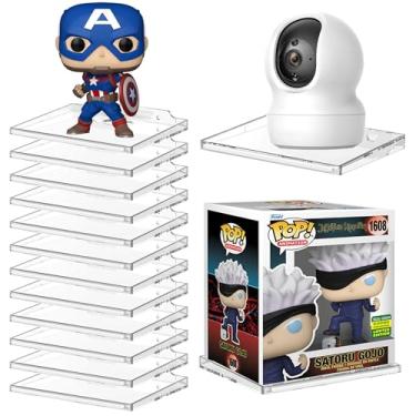 Imagem de (Pacote com 12) Prateleira de parede flutuante transparente, prateleiras flutuantes de parede para Funko Pop, bonecos de ação, câmeras de segurança, monitores de bebê, alto-falantes ou qualquer