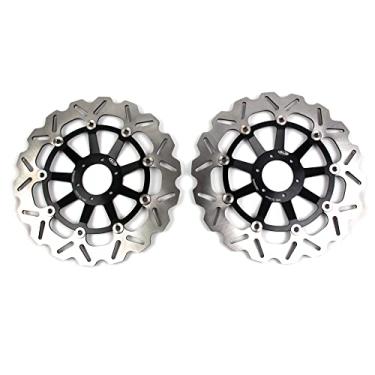 Imagem de 1 par de discos de freio dianteiros flutuantes compatíveis com Honda VTR1000F SUPER HAWK FIRESTORM 1997-2007, peças pretas de acessórios para motocicletas