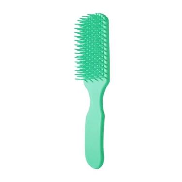 Imagem de 1pc Escova de cabelo Salão Detangler Escova de cabelo com couro cabeludo Massageador Pente para cabelo molhado e seco Cacheado Acessórios (verde)
