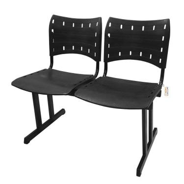 Imagem de Cadeira Iso Pp Rp Longarina 2 Lugares Preta