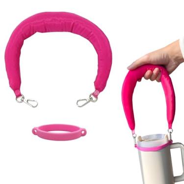 Imagem de Raxnceyr Alça de alça de garrafa compatível com copo Stanley, alça de paracord macia e confortável para acessórios de garrafa de água de 227 a 1,134 g, rosa
