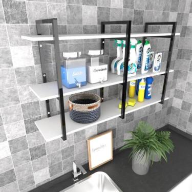 Imagem de Prateleira industrial lavanderia branco off white area de serviço nich