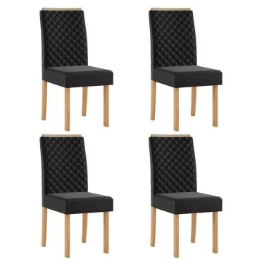 Imagem de Kit 4 Cadeiras com Espaldar para Sala de Jantar Elegance Mel/Preto