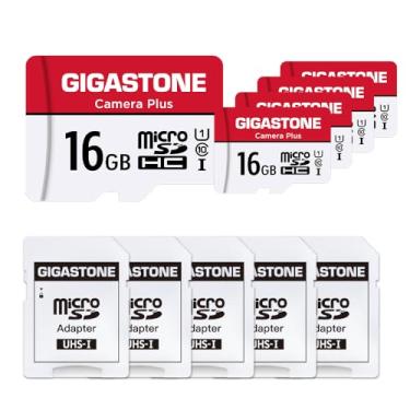 Imagem de Gigastone - Cartão de memória (16 GB, pacote de 5 cartões, câmara Plus Serie), velocidade de até 85 MB/s. Ideal para Full HD vídeo Gopro câmara Drone, U1 C10 cartão micro SDHC com mini estojo e