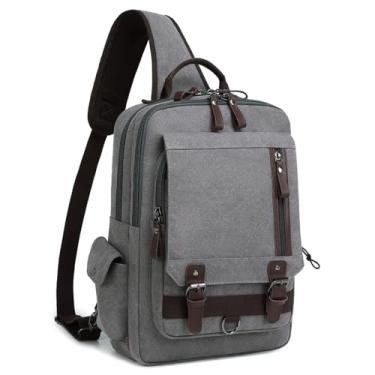 Imagem de mygreen Bolsa mensageiro transversal de lona mochila tiracolo mochila de viagem, Cinza - GG, X-Large, Bolsa tiracolo
