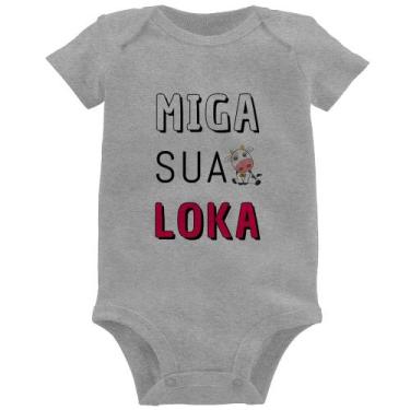 Imagem de Body Bebê Miga Sua Loka - Foca na Moda, Cinza, G