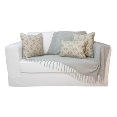 Imagem de Manta Xale de Chenille com Franja 1,20m x x 1,80m Macia Para Sofa Ambiente Decoração Mais Vendida Cor:Cinza Claro