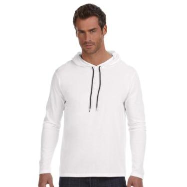 Imagem de Camiseta com capuz de manga longa leve Anvil, Branco, X-Large