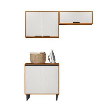 Imagem de Cozinha Modulada Ravena 3 Peças 5 Portas Poliman Móveis, Freijo UV/Off