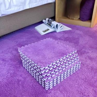 Imagem de 60 peças de tapete de pelúcia macio para brincar, espuma, tapete infantil, intertravado, ladrilhos de exercícios, carpete e tapete para crianças, almofada 30 * 30 cm, roxo, 60 peças