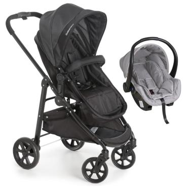 Imagem de Carrinho Olympus Preto com Bebê Conforto Cocoon Cinza
