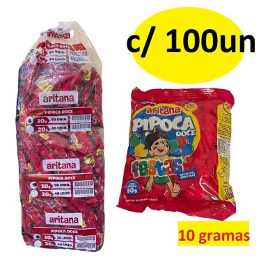 Imagem de Mini Pipoca Doce c/ 100 unidades 10gr Aritana Festa junina
