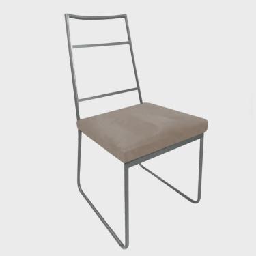 Imagem de Cadeira Sala de Jantar Escritório Office Stark Industrial Ferro Cinza Sintético Bege - Ahz Móveis