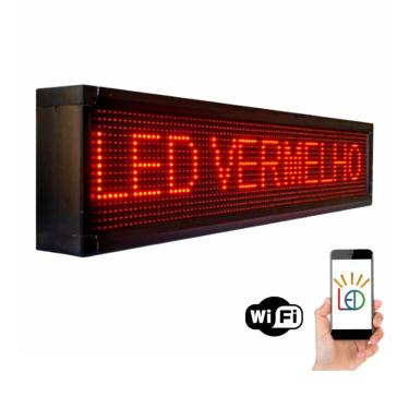 Imagem de Painel LED Vermelho Letreiro Luminoso Digital 70x20 Alto Brilho Wi-Fi