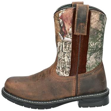 Imagem de Bota cowboy infantil Buffalo Wellington de couro envelhecido com bico redondo marrom/camuflado, Camo, 5.5 Big Kid
