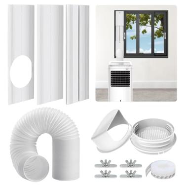 Imagem de Hyphen-X Kit de ventilação de janela de ar condicionado portátil, com mangueira de escape de 15 cm, 3 placas de vedação deslizante, acoplador universal, kit de ventilação CA ajustável para dutos